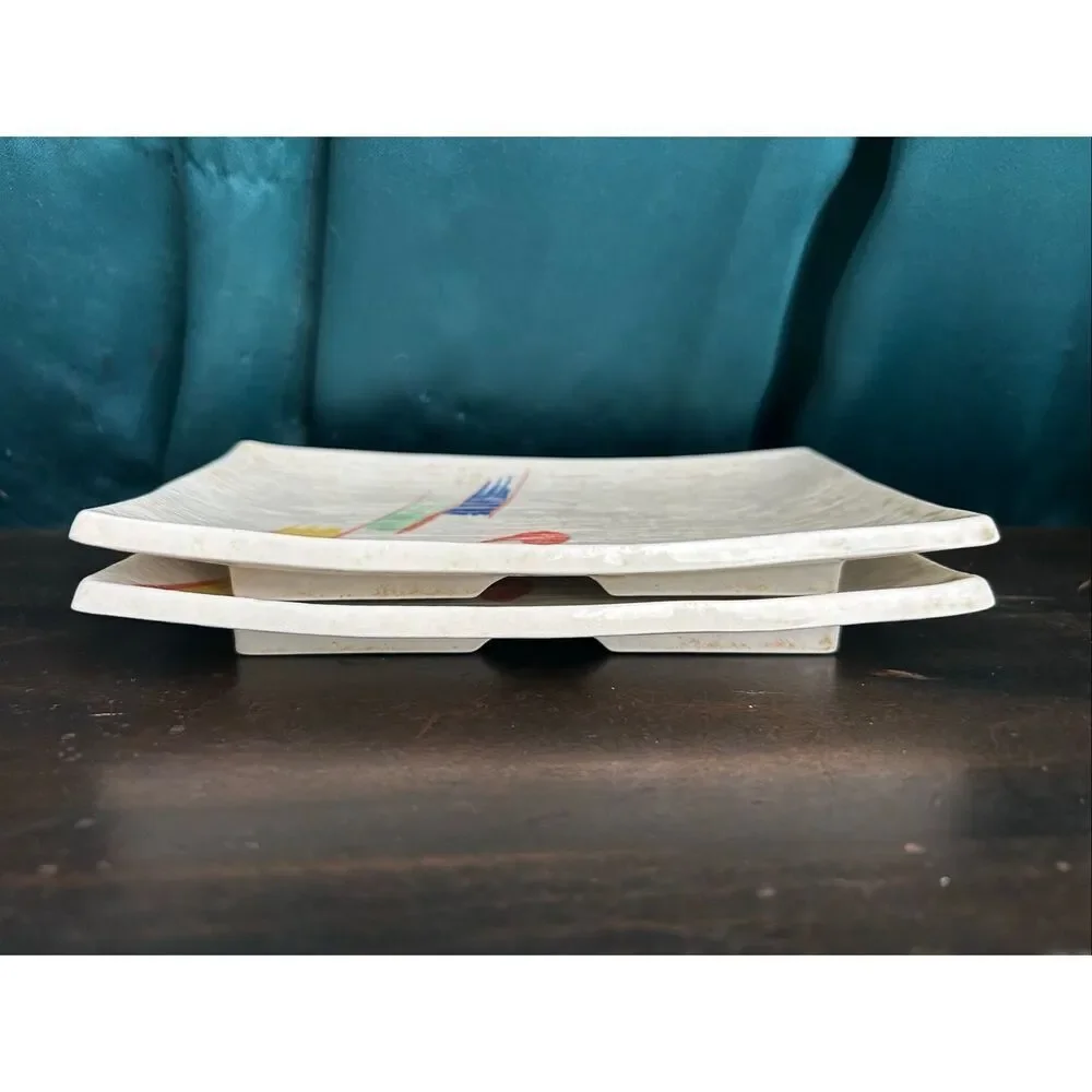 Set of 2 80’s Styling Ceramic Sushi Serving Platters